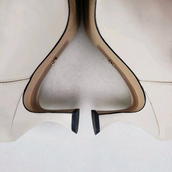 Sam Edelman Lani Chelsea Boot Womens 8 Cream Black Leather Pull On Ankle Heeled - Picture 13 of 15